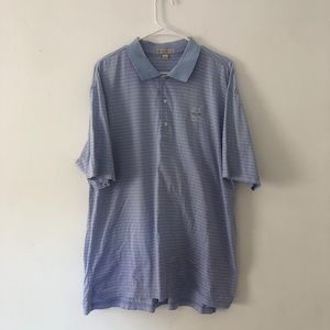 Mens Large Peter Millar Blue Purple White Stripes Golf Polo
